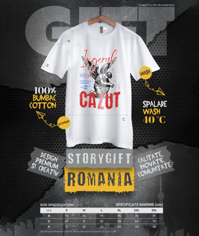 Tricou Femei, Barbati, Copii, Fata, Baiat, Unisex Personalizat Bărbat Cu Aripi și Text „Înger Căzut” - Artă Abstractă Motivatională pentru Familie și Prieteni [3]