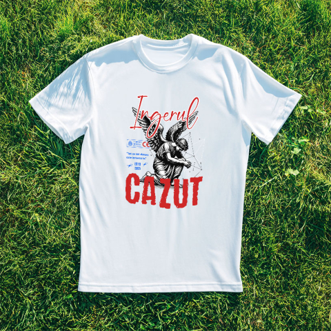 Tricou Femei, Barbati, Copii, Fata, Baiat, Unisex Personalizat Bărbat Cu Aripi și Text „Înger Căzut” - Artă Abstractă Motivatională pentru Familie și Prieteni [2]