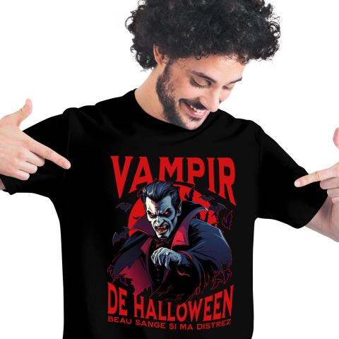 Basme Si Legende - Tricou Femei, Barbati, Copii, Fata, Baiat, Unisex Personalizat Costum Dracula De Halloween Cu Capa și Colți Lung - Vampir Înfricoșător