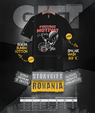 Tricou Femei, Barbati, Copii, Fata, Baiat, Unisex Personalizat Cadouri Personalizate pentru Jucători de Baschet – Motivație și Performanță [3]