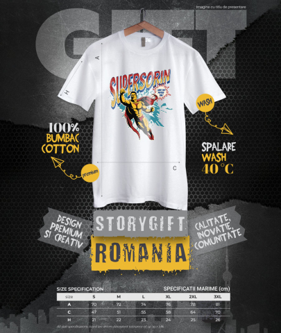 Tricou Femei, Barbati, Copii, Fata, Baiat, Unisex Personalizat Bărbat Puternic În Zbor Super Erou – Cadou Personalizat „Super Sorin Sunt Aici Pentru Tine” [3]