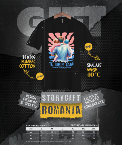 Tricou Femei, Barbati, Copii, Fata, Baiat, Unisex Personalizat Cadouri Personalizate Tata și Fiul | Portret Unic, Tatal Este Mereu Familie [3]