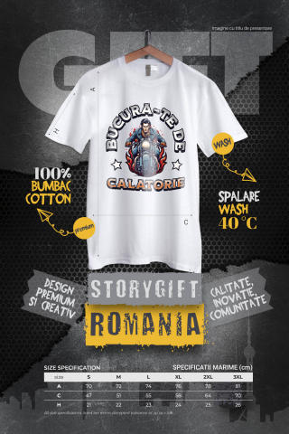 Tricou Femei, Barbati, Copii, Fata, Baiat, Unisex Personalizat Bărbat Tânăr Pe Motocicletă – Aventură, Stil și Libertate [3]