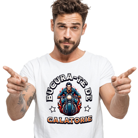 Motociclete - Tricou Femei, Barbati, Copii, Fata, Baiat, Unisex Personalizat Bărbat Tânăr Pe Motocicletă – Aventură, Stil și Libertate