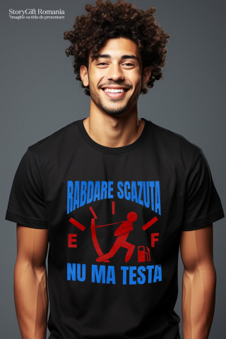 Tricou Femei, Barbati, Copii, Fata, Baiat, Unisex Personalizat Semn Bord – Bărbat Tragând Sfoara la Nivelul Combustibilului Scăzut [1]