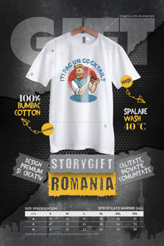 Tricou Femei, Barbati, Copii, Fata, Baiat, Unisex Personalizat „Barman cu Vesta și Mustață Personalizat - Cadou Perfect pentru Iubitorii de Cocktailuri” [3]