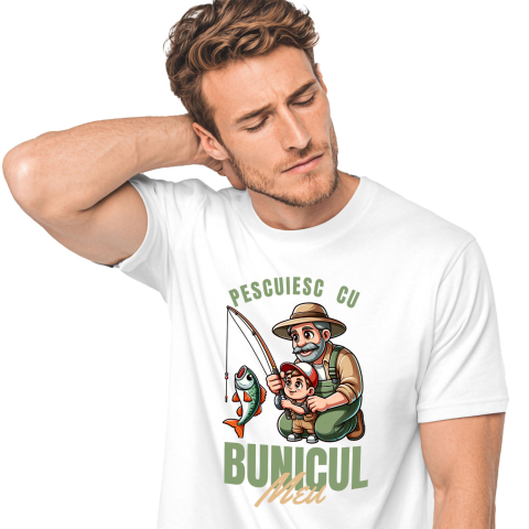 Familie - Tricou Femei, Barbati, Copii, Fata, Baiat, Unisex Personalizat „Pescuit cu Bunicul Meu - Cadou Personalizat pentru Familie, Bunici și Nepoți”