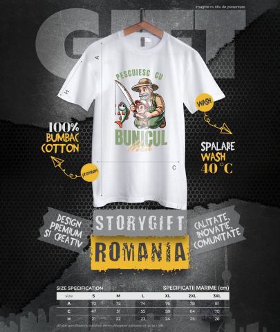 Tricou Femei, Barbati, Copii, Fata, Baiat, Unisex Personalizat „Pescuit cu Bunicul Meu - Cadou Personalizat pentru Familie, Bunici și Nepoți” [3]