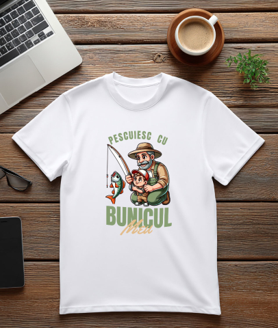 Tricou Femei, Barbati, Copii, Fata, Baiat, Unisex Personalizat „Pescuit cu Bunicul Meu - Cadou Personalizat pentru Familie, Bunici și Nepoți” [2]