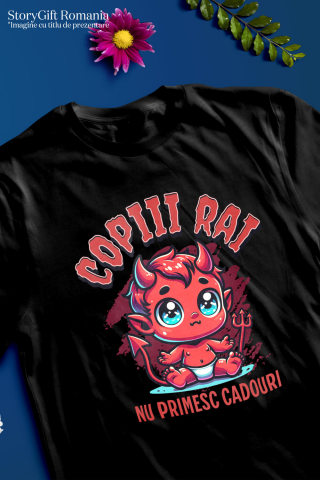 Tricou Femei, Barbati, Copii, Fata, Baiat, Unisex Personalizat Costum Bebe Diavol cu Furcă și Coarne pentru Halloween | Copii Răi Nu Primesc Cadouri [2]