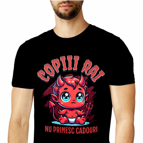 Tricou Femei, Barbati, Copii, Fata, Baiat, Unisex Personalizat Costum Bebe Diavol cu Furcă și Coarne pentru Halloween | Copii Răi Nu Primesc Cadouri