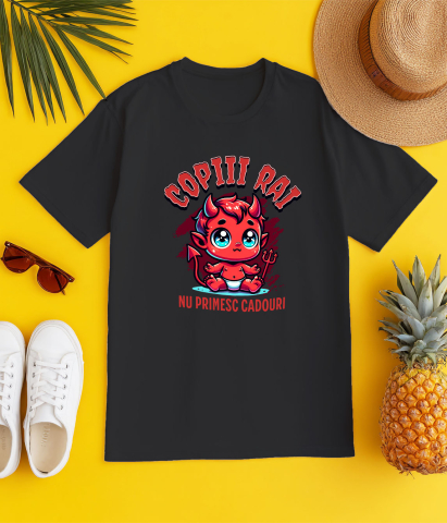 Tricou Femei, Barbati, Copii, Fata, Baiat, Unisex Personalizat Costum Bebe Diavol cu Furcă și Coarne pentru Halloween | Copii Răi Nu Primesc Cadouri [2]