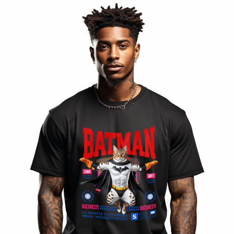 Tricou Femei, Barbati, Copii, Fata, Baiat, Unisex Personalizat Pisica Bengal în Costum de Batman – Un Supererou Drăgălaș pentru Copii și Iubitorii de Animale
