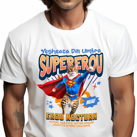 Supereroi - Tricou Femei, Barbati, Copii, Fata, Baiat, Unisex Personalizat Pisică Bengal Supererou – Design Personalizat pentru Iubitorii de Animale și Familie