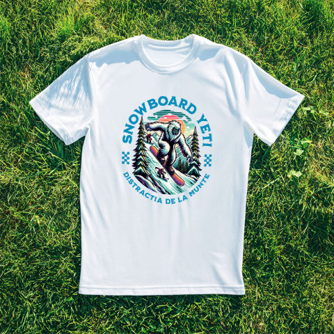 Tricou Femei, Barbati, Copii, Fata, Baiat, Unisex Personalizat Big Foot Monstru Pe Placă De Snowboard – Cadou Iarnă Personalizat pentru Sportivi [2]