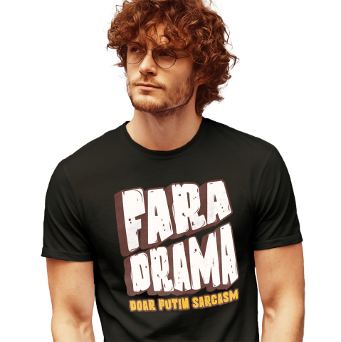 Citate - Tricou Femei, Barbati, Copii, Fata, Baiat, Unisex Personalizat Mesaj Haios „Fără Dramă, Dar Puțin Sarcasm” - Cadou Personalizat Vintage