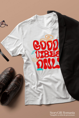 Tricou Femei, Barbati, Copii, Fata, Baiat, Unisex Personalizat Good Vibes Only – Tricou Personalizat cu Mesaj Vacanță și Cocktail [2]