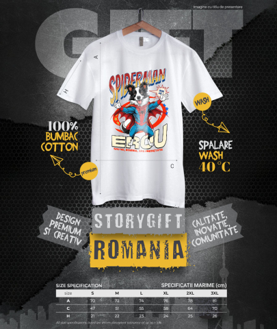 Tricou Femei, Barbati, Copii, Fata, Baiat, Unisex Personalizat Border Collie în Costum Spider-Man - Cadou Personalizat pentru Copii și Familie [3]