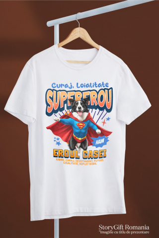 Tricou Femei, Barbati, Copii, Fata, Baiat, Unisex Personalizat Border Collie în Costum de Superman – Produse Personalizate pentru Copii și Familie [2]
