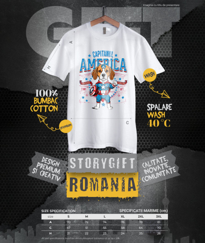 Tricou Femei, Barbati, Copii, Fata, Baiat, Unisex Personalizat Boxer în Costum Captain America cu Pelerină - Cadou Personalizat pentru Copii și Iubitorii de Câini [3]
