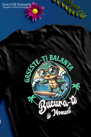 Tricou Femei, Barbati, Copii, Fata, Baiat, Unisex Personalizat Broasca Testoasa Pe Placa De Surf – Cadouri Personalizate Pentru Familie, Copii și Tati [2]