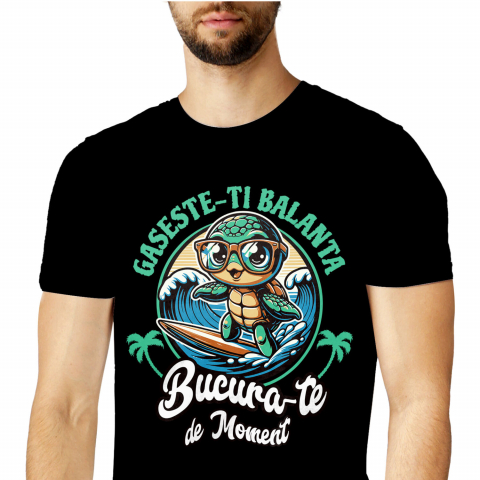 PLAJA - Tricou Femei, Barbati, Copii, Fata, Baiat, Unisex Personalizat Broasca Testoasa Pe Placa De Surf – Cadouri Personalizate Pentru Familie, Copii și Tati