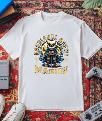 Tricou Femei, Barbati, Copii, Fata, Baiat, Unisex Personalizat Bufniță Cavaler Gardianul Nopții - Cadou Personalizat cu Pelerină și Sabie [2]