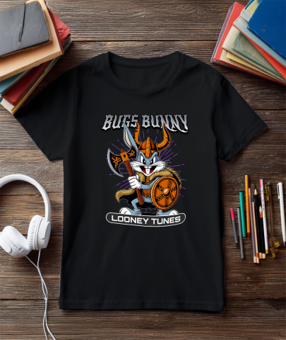 Tricou Barbati cu Bugs Bunny Looney Tunes – Distractie Fara Sfarsit 100% Bumbac, Negru, XL [2]