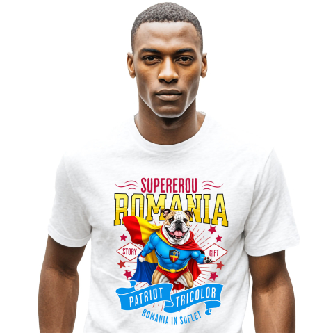 Tricou Femei, Barbati, Copii, Fata, Baiat, Unisex Personalizat Bulldog în Costum de Căpitan România – Cadou Personalizat pentru Iubitorii de Câini