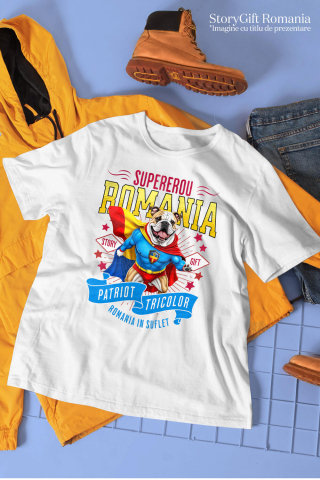 Tricou Femei, Barbati, Copii, Fata, Baiat, Unisex Personalizat Bulldog în Costum de Căpitan România – Cadou Personalizat pentru Iubitorii de Câini [2]
