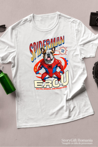 Tricou Femei, Barbati, Copii, Fata, Baiat, Unisex Personalizat Bulldog în Costum Spider-Man - Cadou Personalizat pentru Copii și Familie [2]