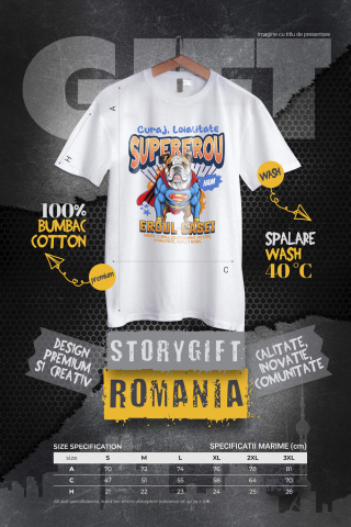 Tricou Femei, Barbati, Copii, Fata, Baiat, Unisex Personalizat Bulldog în Costum de Superman – Produse Personalizate pentru Familie și Copii [3]
