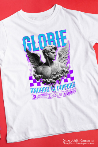 Tricou Femei, Barbati, Copii, Fata, Baiat, Unisex Personalizat Bust Statuie Bărbat Cu Aripi - Cadou Personalizat Glorie, Onoare și Putere pentru Familie și Prieteni [2]