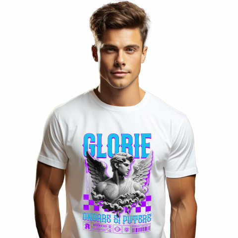 INGERI - Tricou Femei, Barbati, Copii, Fata, Baiat, Unisex Personalizat Bust Statuie Bărbat Cu Aripi - Cadou Personalizat Glorie, Onoare și Putere pentru Familie și Prieteni