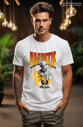 Tricou Femei, Barbati, Copii, Fata, Baiat, Unisex Personalizat Bust Statuie Grecească cu Mesaj de Ambiție - Cadou Motivațional pentru Succes [1]