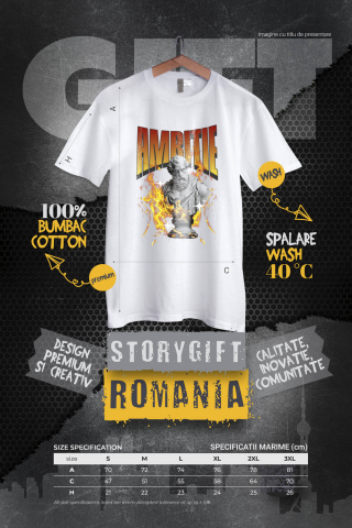 Tricou Femei, Barbati, Copii, Fata, Baiat, Unisex Personalizat Bust Statuie Grecească cu Mesaj de Ambiție - Cadou Motivațional pentru Succes [3]
