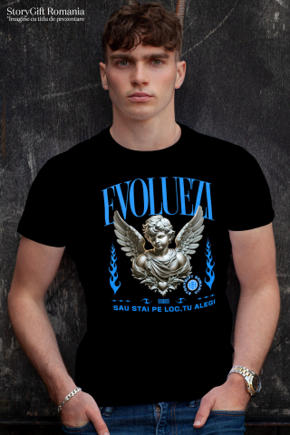 Tricou Femei, Barbati, Copii, Fata, Baiat, Unisex Personalizat Bust Statuie Grecească cu Mesaj Motivațional - Evoluezi sau Stai pe Loc, Tu Alegi [1]