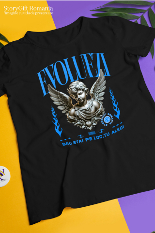 Tricou Femei, Barbati, Copii, Fata, Baiat, Unisex Personalizat Bust Statuie Grecească cu Mesaj Motivațional - Evoluezi sau Stai pe Loc, Tu Alegi [2]