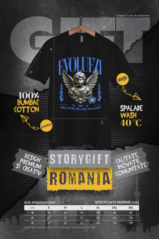 Tricou Femei, Barbati, Copii, Fata, Baiat, Unisex Personalizat Bust Statuie Grecească cu Mesaj Motivațional - Evoluezi sau Stai pe Loc, Tu Alegi [3]