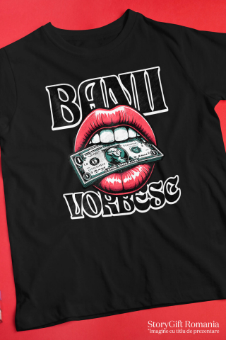 Tricou Femei, Barbati, Copii, Fata, Baiat, Unisex Personalizat Muscătură Bancnotă Dolar – „Banii Vorbesc” – Buze Femeie – Cadou Personalizat pentru Familie, Tati, Copii, Prieteni [2]