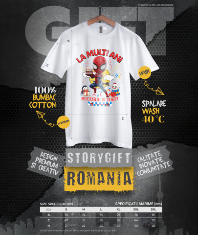 Tricou Barbati cu Cadou Tematic Spiderman pentru Micii Eroi 100% Bumbac, Alb, L [3]