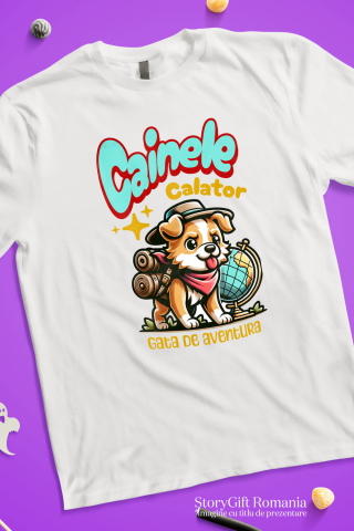 Tricou Femei, Barbati, Copii, Fata, Baiat, Unisex Personalizat Câine Călător – Tricou Personalizat Aventurier | Cadou Iubitori de Câini [2]