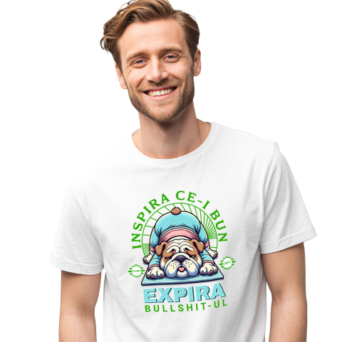 Sport - Tricou Femei, Barbati, Copii, Fata, Baiat, Unisex Personalizat Câine Gras Haios în Poziție de Yoga – Relaxare și Sport pentru Familie și Copii