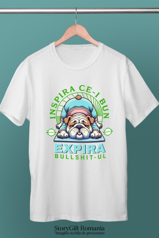 Tricou Femei, Barbati, Copii, Fata, Baiat, Unisex Personalizat Câine Gras Haios în Poziție de Yoga – Relaxare și Sport pentru Familie și Copii [2]