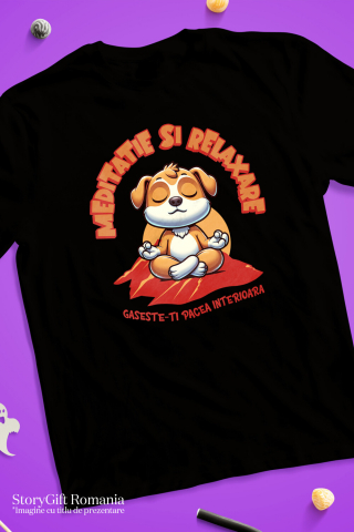 Tricou Femei, Barbati, Copii, Fata, Baiat, Unisex Personalizat Câine Relaxat în Yoga – Meditație și Relaxare | Tricou Personalizat [2]