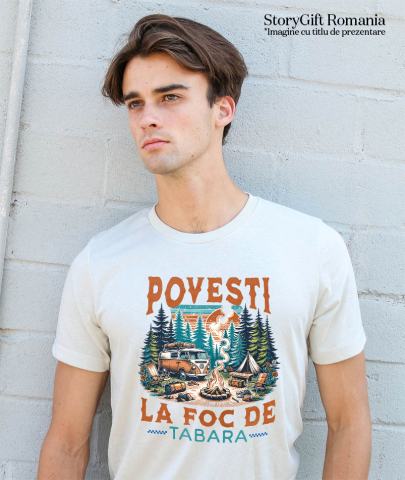 Tricou Femei, Barbati, Copii, Fata, Baiat, Unisex Personalizat "Camping în Natură cu Rulotă – Aventură în Familie și Povești la Foc de Tabără" [1]