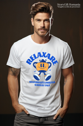 Tricou Femei, Barbati, Copii, Fata, Baiat, Unisex Personalizat „Cană de Cafea Veselă – Savurează Liniștea Cafelei Tale în Momente de Relaxare” [1]