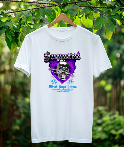 Tricou Femei, Barbati, Copii, Fata, Baiat, Unisex Personalizat Cap de craniu metalic personalizat cu mesaj „Mi-ai rupt inima, sunt suparat și vreau să fiu singur” [2]