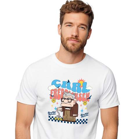 Desene Animate - Tricou Barbati cu Carl Fredricksen – Ultimul Aventurier 100% Bumbac, Alb, XS