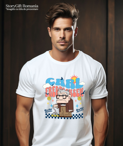Tricou Barbati cu Carl Fredricksen – Ultimul Aventurier 100% Bumbac, Alb, XS [1]